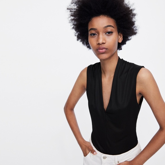 Zara Tops - NWT Zara Black V-Neck Sleeveless Bodysuit